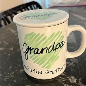 Grandpa Mug with Lid - White and Green Heart Design